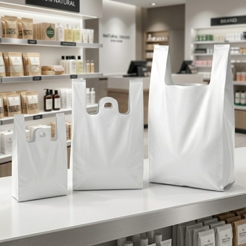 La bolsa con manija, bolsa para domicilio bolsa tipo camiseta con asa, bolsa plástica con cargaderas o bolsa reciclable bolsa para llevar