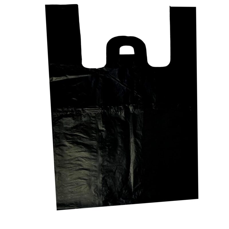 bolsa manija T también conocida como bolsa tipo camiseta con asa, bolsa plástica con cargaderas o bolsa T reciclable