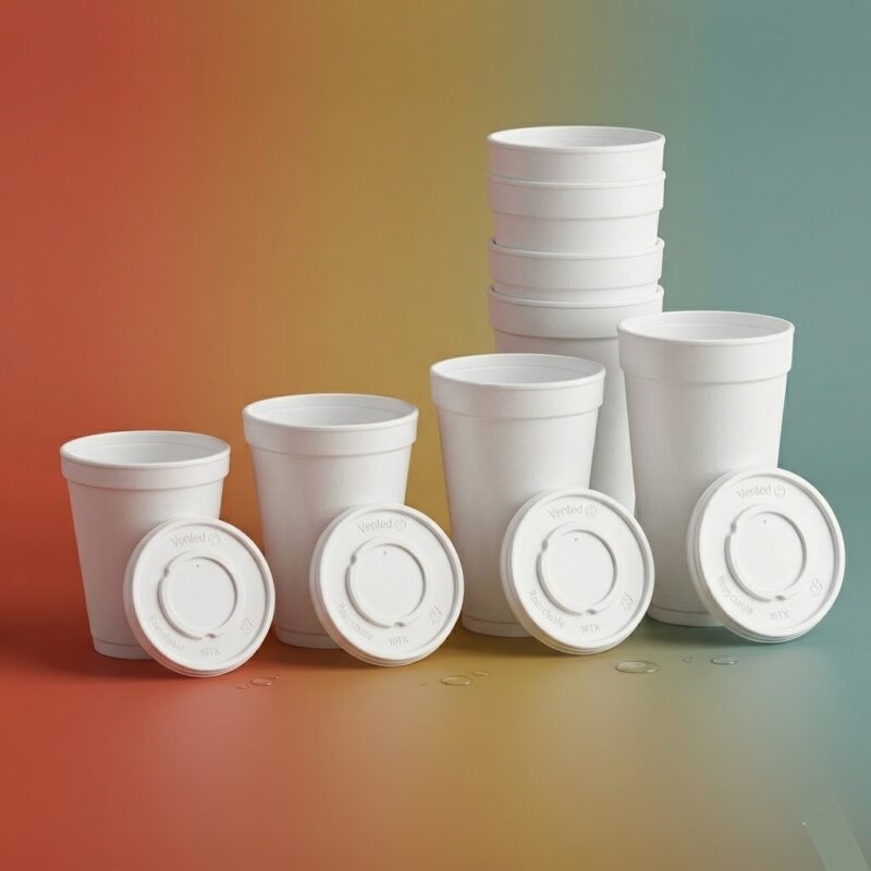 Vaso Espumado de icopor con tapa plastica desechables comprar en medellin por mayor